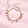 Natural Mixed Gemstone & 304 Stainless Steel Beads Charm Bracelets BJEW-JB12870-1