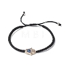 Hamsa Hand /Hand of Miriam with Evil Eye Braided Bead Bracelet for Girl Women BJEW-JB06910-02-1