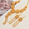 Vintage Alloy Filigree Round Tassel Earrings & Necklaces Sets for Women QM4813-1