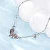 304 Stainless Steel Pave Natural Colorful Shell Heart Pendant Necklaces for Women NJEW-U032-09P-02-3