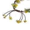 Electroplated Natural Olive Jade Chip Bead Braided Bead Bracelets for Women BJEW-TA00610-03-4