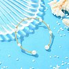 Copper French Wire & Natural Cultured Freshwater Pearl Cuff Bangles BJEW-JB13988-1