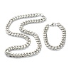 304 Stainless Steel Cuban Link Chain Bracelets & Necklaces Jewelry Sets SJEW-B019-03D-P-1