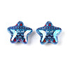 Christmas UV Plating Printed Opaque Acrylic Beads MACR-N018-06D-1