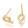 Brass Micro Pave Clear Cubic Zirconia Stud Earrings EJEW-O103-14G-2