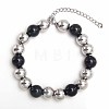 Simple Fashion Round Stainless Steel Beaded Bracelets for Women UG2742-12-1