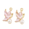 Alloy with Pearl Pink Enamel Pendants AL-CBA1FD3-26G-02-1