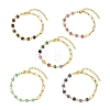 Cube Natural Gemstone Beads Link Bracelets BJEW-JB13903-3