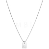 1Pc Stainless Steel Letter Rectangle Pendant Necklaces NJEW-LP0001-34L-P-1