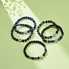 5Pcs 5 Style Natural Lava Rock & Sodalite Stretch Bracelets Set with Alloy Hamsa Hand Beaded BJEW-JB08737-2