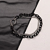 Two Tone 201 Stainless Steel Curb Chain & Cable Chain Double Layers Bracelets for Women Men FS-WGC755C-02-5