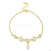 Brass Micro Pave Clear Cubic Zirconia Charm Bracelets for Women BJEW-C083-01A-G-4