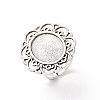 Vintage Adjustable Iron Flower Finger Ring Components Alloy Cabochon Bezel Settings X-PALLOY-O036-19AS-1