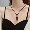 Natural Tiger Eye Cone Braided Pendant Necklace NJEW-SZ0001-59C-3