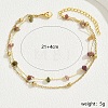 Fashionable Brass Natural Amethyst & Citrine & Rose Quartz & Prehnite & Quartz Crystal Double Layers Anklets for Women's Beachwear ZK4003-1