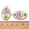 304 Stainless Steel & Cloth Embroidered Pendants FB-CBAFBAF-03G-3