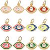  12Pcs 6 Style Brass Micro Pave Clear Cubic Zirconia Charms KK-NB0001-44-1