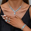 Teardrop Brass Rhinestone Necklaces & Link Bracelets & Stud Earring Sets FS-WGE0FD5-03-3