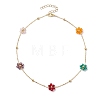 Glass Daisy Flower Beaded Necklace NJEW-JN04741-4