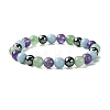 Synthetic Non-Magnetic Hematite & Natural Green Aventurine & Natural Amethyst & Natural Ang Round Beaded Stretch Bracelets BJEW-JB10910-08-1