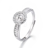 Adjustable Rhodium Plated 925 Sterling Silver Finger Design Ring Mounts Fittings with Pearl Seat STER-F048-07P-1