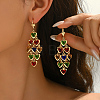 Heart Brass Tassel Hoop Earrings LC3720-2-2
