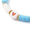 Polymer Clay Heishi Beads Stretch Bracelets Sets for Valentine's Day BJEW-JB06298-01-9
