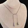 304 Stainless Steel Snake Chain Lariat Necklaces with Teardrop Ends NJEW-D300-02P-1