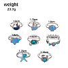 9Pcs Ocean Alloy Enamel Finger Rings Set WGEDDBB-01-5