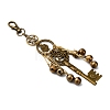Alloy Cat Head & Brass Bell & Key Pendant Decorations HJEW-JM04094-4