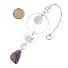 Nuggets Natural Amethyst & Glass Round Pendant Decorations HJEW-JM02123-04-3