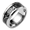 201 Stainless Steel Jesus Fish with Word Finger Ring EAER-PW0001-170D-02-1