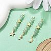 3Pcs 3 Styles Natural Green Aventurine Faceted Round Beaded Pendants PALLOY-JF03604-02-1