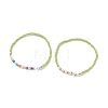 2Pcs 2 Style Glass Seed & Imitation Pearl & Brass Beaded Stretch Bracelets Set for Women BJEW-JB09033-5