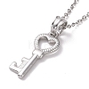 304 Stainless Steel Heart Skeleton Key Pendant Necklace for Women STAS-E154-16P-3