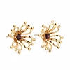 Cubic Zirconia Flower Stud Earrings EJEW-I265-11G-1