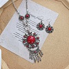 Vintage Ethnic Bohemian Style Alloy & Resin Pendant Necklace & Dangle Earrings Sets FS-WGADC17-04-1
