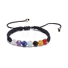 Faceted Round Natural Mixed Stone Braided Bead Bracelets Set BJEW-JB07251-3