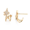 Brass Pave Clear Cubic Zirconia Stud Earring Findings KK-N216-542-3