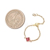 3Pcs Adjustable Brass Pave Glass Rhombus Links & 304 Stainless Steel Cable Chains Silder Finger Rings RJEW-JR00975-3