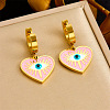 304 Stainless Steel Enamel Heart with Evil Eye Hoop Earrings FS-WGFA37A-04-1