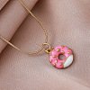Vintage Style Stainless Steel Enamel Pink Dessert Donut Pendant Necklaces for Women KI9226-1