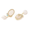 Oval Natural Shell Stud Earrings EJEW-L286-12G-2