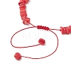 Adjustable Natural Freshwater Shell & Dyed Synthetic Turquoise Beads Braided Bead Bracelets for Women BJEW-JB13105-05-4