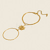 304 Stainless Steel Spiral Sun Double Layer Hand Chain Finger Ring Bracelets for Women BN7044-1