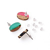 12Pairs 12 Colors Opaque Resin & Walnut Wood Stud Earring Findings MAK-CD0001-05-4