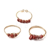 3Pcs Natural Red Jasper Bead Finger Ring RJEW-JR00855-05-5