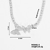 Brass Full Crystal Rhinestone Double Butterfly Pendant Necklaces for Women YR0428-1-1