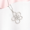 304 Stainless Steel Flower Pendant Cable Chain Necklaces for Men Women NJEW-K308-05B-P-1