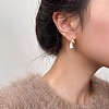 Brass Two Tone Teardrop Dangle Stud Earrings FS-WG19080-01-3